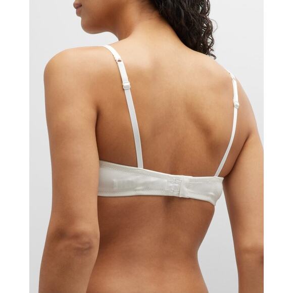 La Perla Scalloped Embroidered Mesh Lace Balconette Bra Size 32B White Underwire - Picture 2 of 12